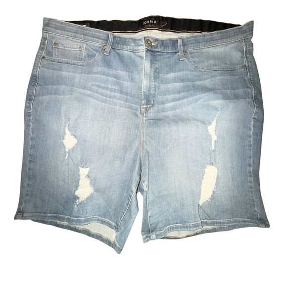 torrid Pants - Torrid Womens Plus Size Bermuda Shorts Womens 26 Light Wash Pockets Distressed